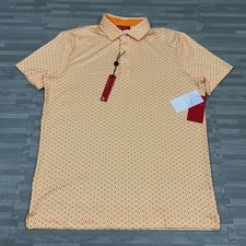 Redvanly Harrow Polo Shirt Golf Performance Mens M Geo Tangelo Orange AOP $110