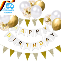 Luftballons Geburtstag Dekoration Set, Weiß Gold Geburtstagsdeko Happy Birthday