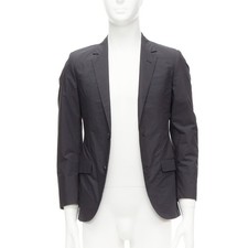 LANVIN dark grey cotton blend nylon minimal single breast suit blazer EU44 XS