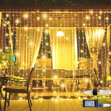 304 LED Curtain Lights Outdoor, 9.8Ft 9.8Ft Hanging String Lights Plug in wit...