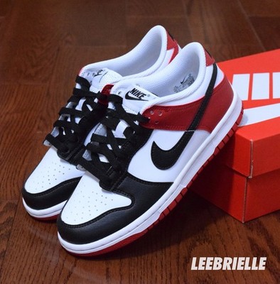Size 4Y-7Y - Nike Dunk Low Black Toe White Red HF9980-600 | eBay