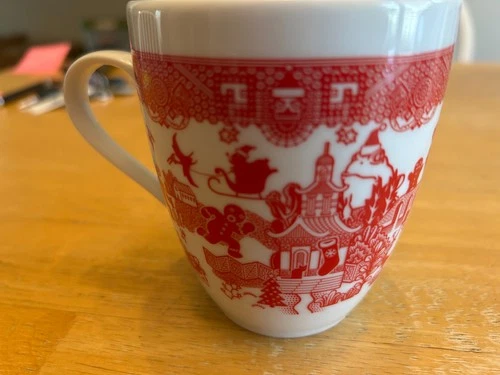 Calamityware Holiday Mug Cup 12oz Christmas EUC Poland Don Moyer Red Ceramic