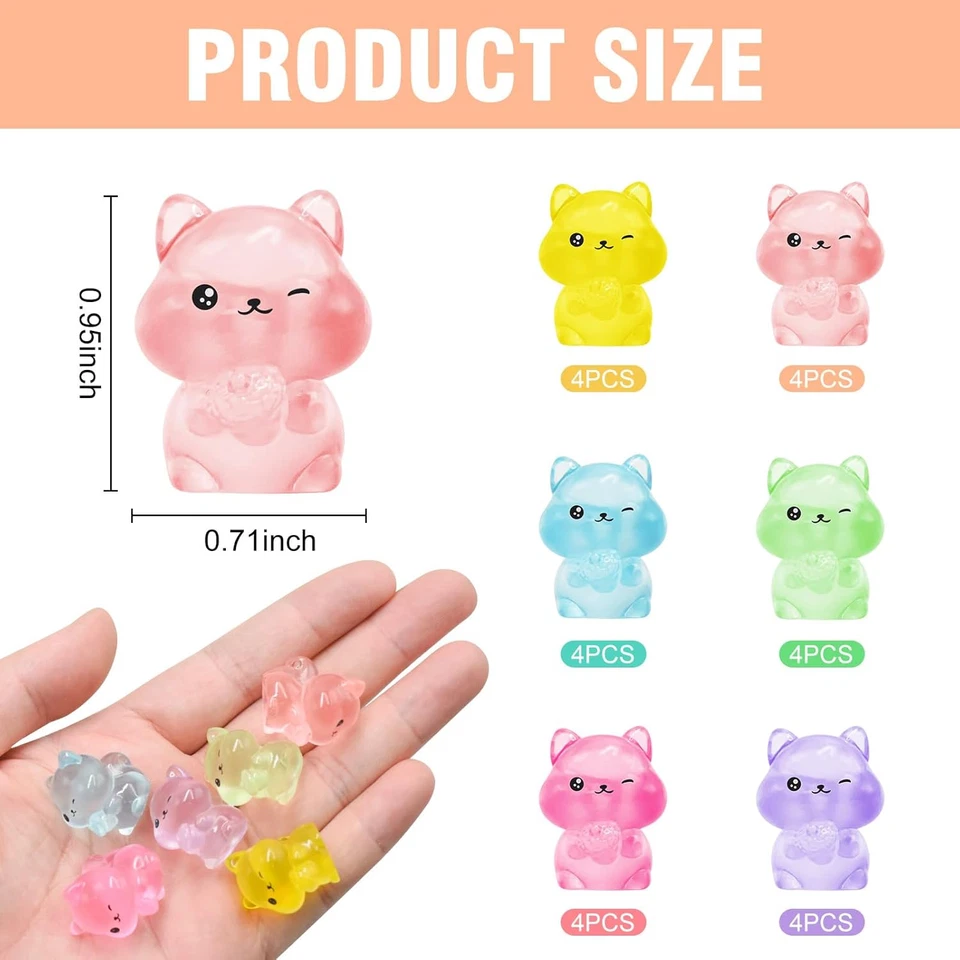 24 Pieces Mini Squirrel Decor for Crafts Dollhouse Luminous Mini Resin Animals f - Image 3 of 4