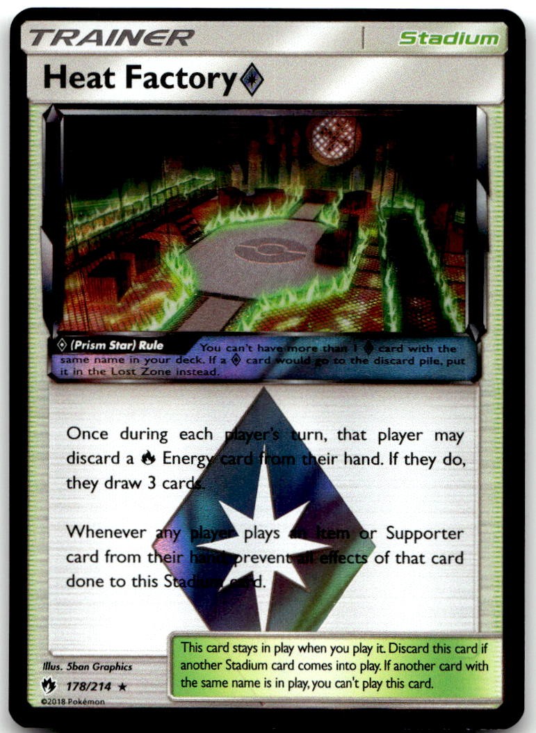 HEAT FACTORY ◇ 178/214 -- NM/M -- PRISM STAR RARE LOST THUNDER POKEMON HOLO --