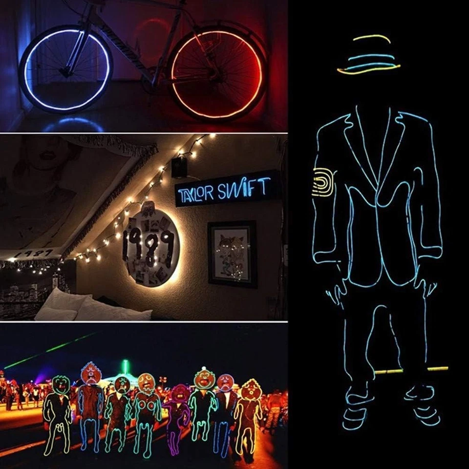 El Fili, 5 X 1 M Luci Al Neon Glowing Strobing Dance Party Costume Decor Light F - Immagine 3 di 4