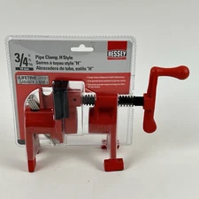 BESSEY H-Style Pipe Clamp Fixture Set for 3/4 in Black Pipe Woodworking Tool Red