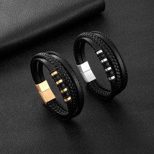 Multilayer PU Leather Bracelet Braided Men s Women s Wristband Bangle Jewelry