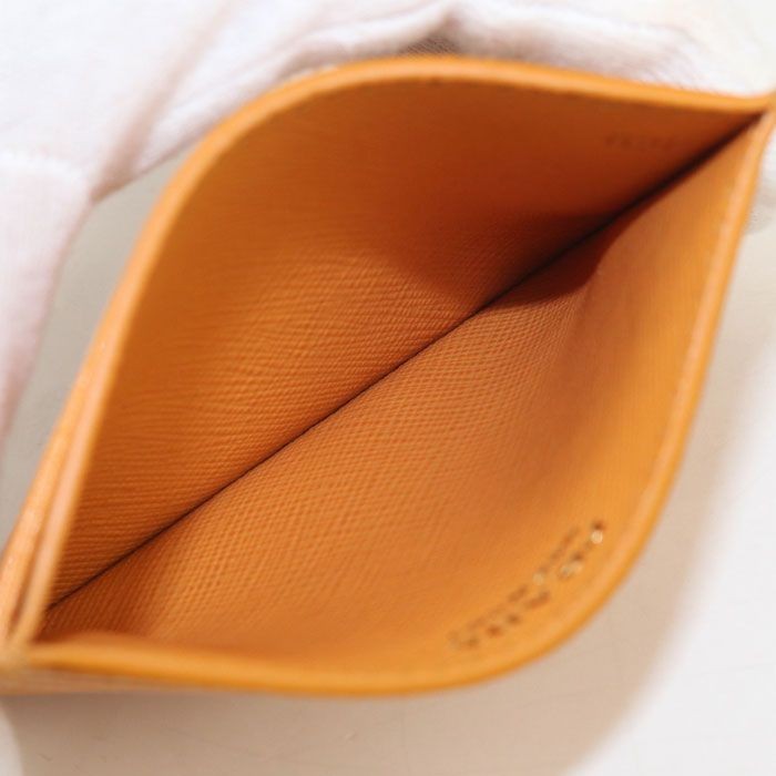 Prada Saffiano Triangle Card Case Calfskin Orange Gold Tone Metal Women thumbnail 5