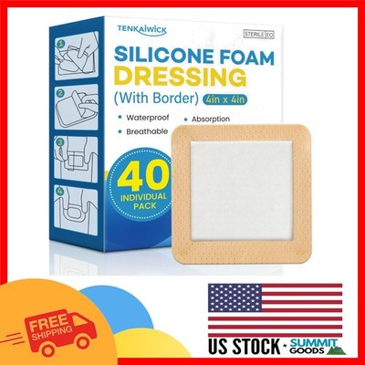 Essential 40 Pack Adhesive Silicone Bandages - 4''x4'' for Effective Wound Healing