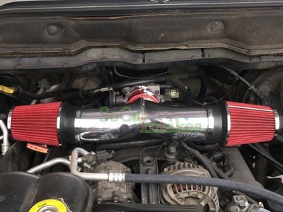 Chrome Red Dual Head Air Intake Set For 2002-2007 Dodge Ram 1500 4.7L V8