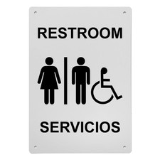 Restroom - Servicios Sign, 8.5 x 11 in", ADA Unisex Family Assisted Sign