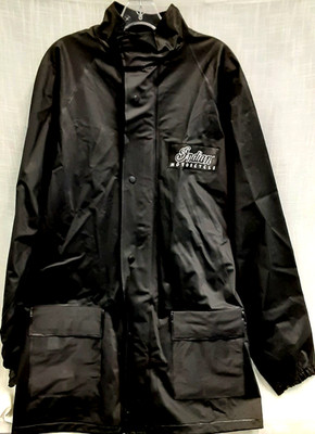 INDIAN MOTORCYCLE Rain Gear JACKET BLACK WINDBREAKER PVC 3M SCOTCHLITE Size XL