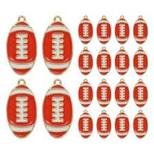 20 Pcs Football Charm for Jewelry Pendant for Sports, Orange Tone White