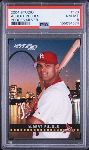 2004 ALBERT PUJOLS PSA 8 STUDIO *SILVER PROOF #/100* SP LOW POP=2 NH #178 TOUGH!