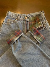 Vintage 90s LL Bean Jeans 8 MT Womens High Rise Plaid Flannel Lined Made in USA