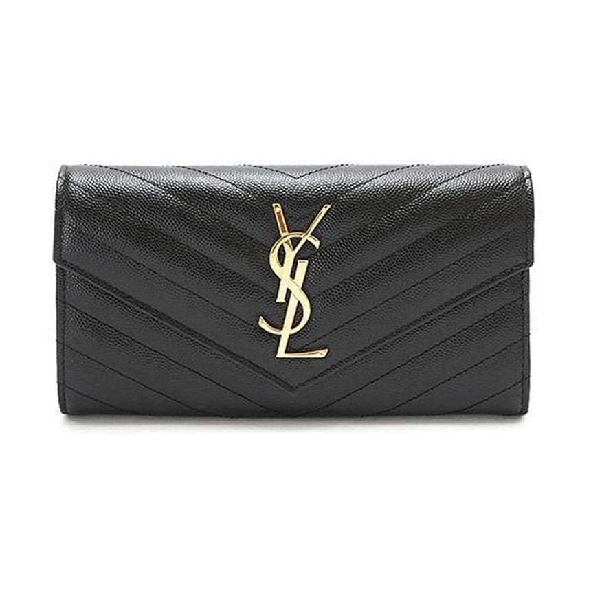Saint Laurent Black Matelassé Long Wallet 57442005 [P]