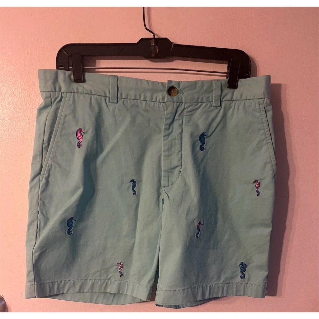 Vineyard Vines Men's Seahorse Casual Chino Shorts Blue Size 32