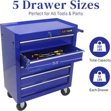 Rolling Tool Chest 7 Drawers Tool Box Lockable Tool Storage Cabinet for Garage