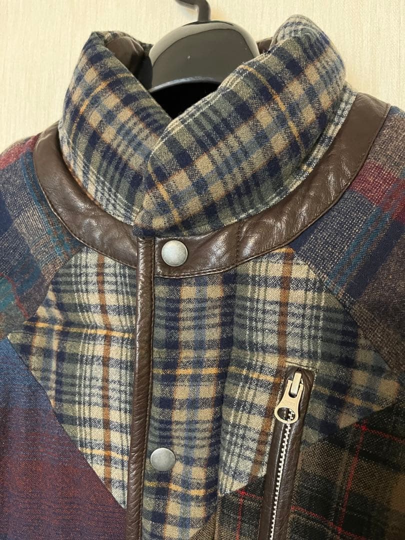Pendleton Wool Leather Trim Multicolor Check Down… - image 3