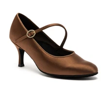 International Dance Shoes ICS RoundToe SingleStrap - Cocoa Satin 6.5 Ballroom