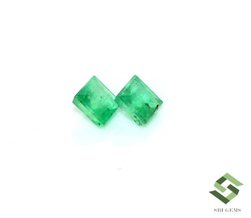 Certified Natural Emerald Square Cut Pair 4 mm 0.83 CTS Faceted Loose Gemstones - Picture 8 of 8