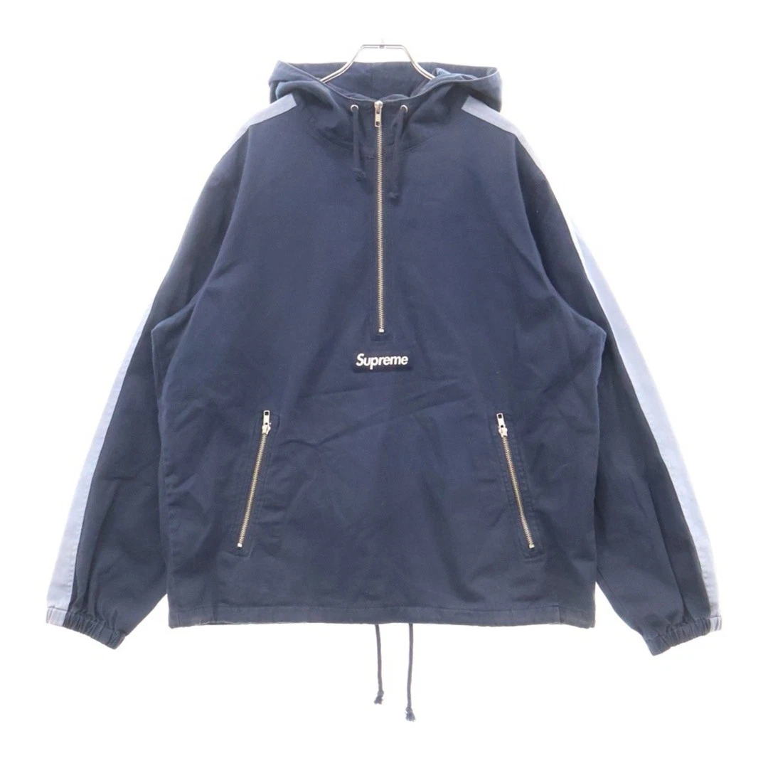 Sweat à capuche demi zip coton anorak sergé SUPREME 16SS bleu marine occasion d3944d53886a9f701c054