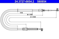 NEU - ATE 24.3727-0854.2 Seilzug, Feststellbremse FüR Peugeot