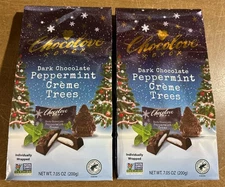 2 Chocolove Dark Chocolate Peppermint Crème Trees Mini Candy Bar 7.05oz Ea 11/25