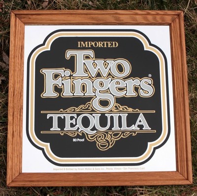 Stamford Art Two Fingers Tequila Bar Mirror Sign 80 Proof 16''x16'' Frame Pre 1979