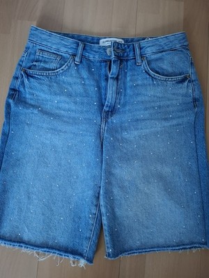 Jeans Shorts Hellblau mit Straß , 36 PULL&BEAR