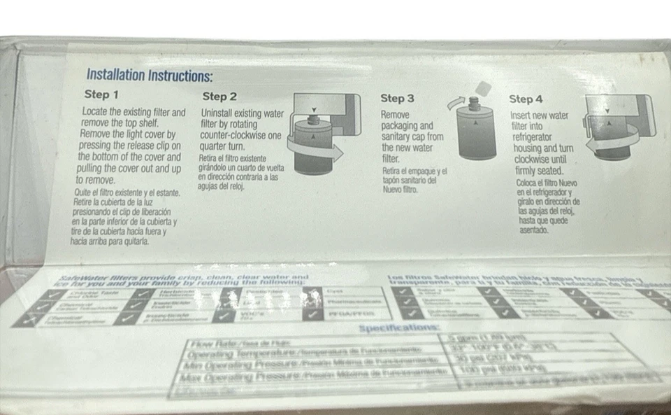 SafeWater SW-M1 Refrigerator Water Filter Cartridge Whirlpool  Filter 7 - Image 4 of 4