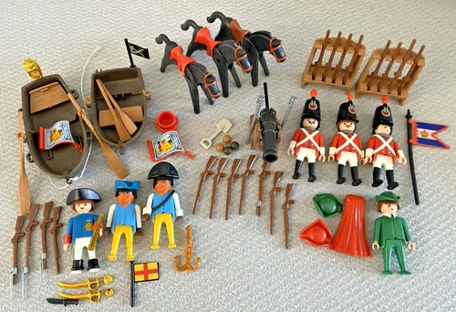 Mixed Lot VTG Playmobil Pirates, Boats, Horses Weapons & Knights, Accessories