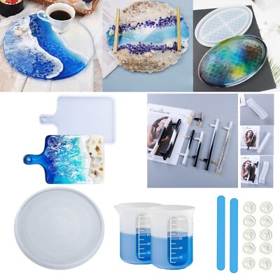 DIY Epoxy Resin Large Silicone Tray Molds Sets F Home Decor Crafting Handle Tray