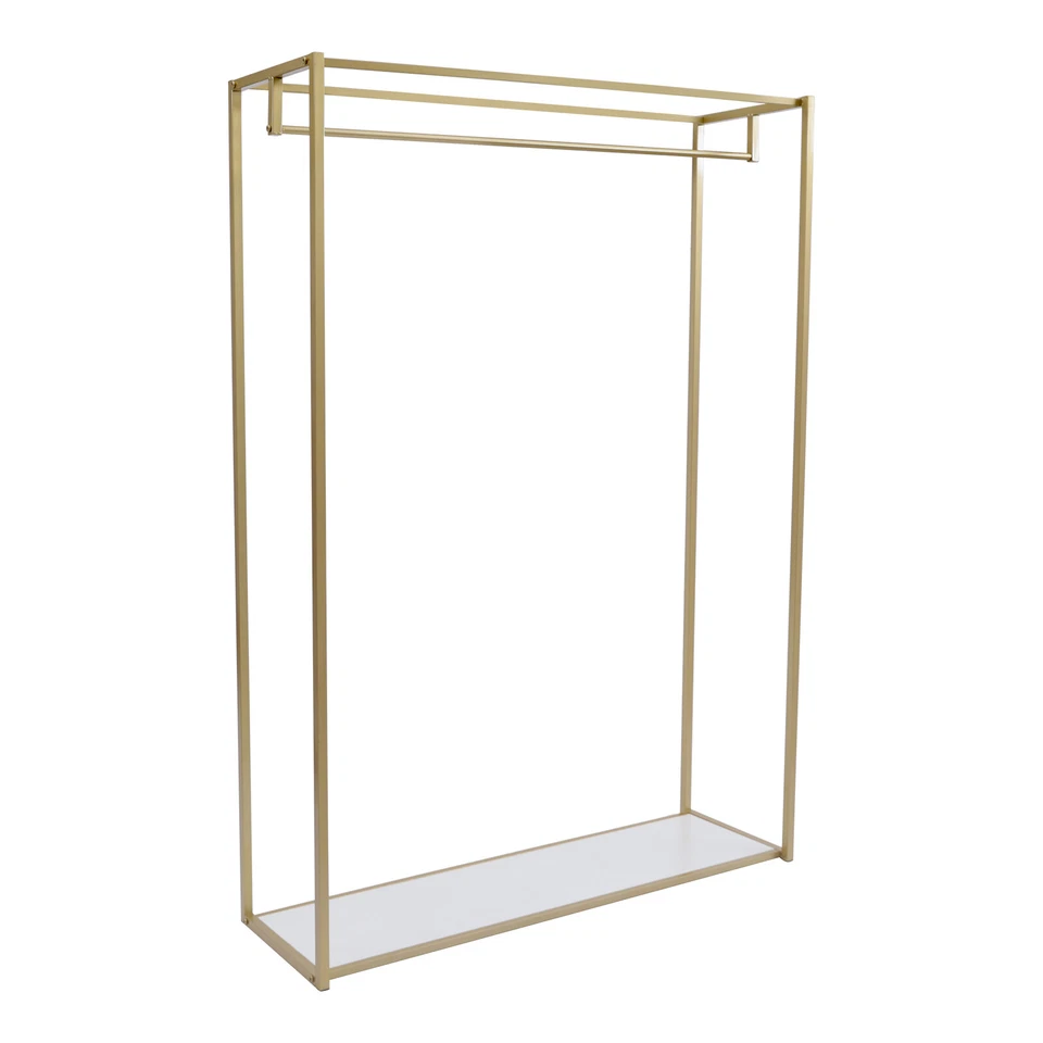 Armario de alta resistencia dorado perchero de tela soporte almacenamiento zapatos organizador Foto 2 de 4