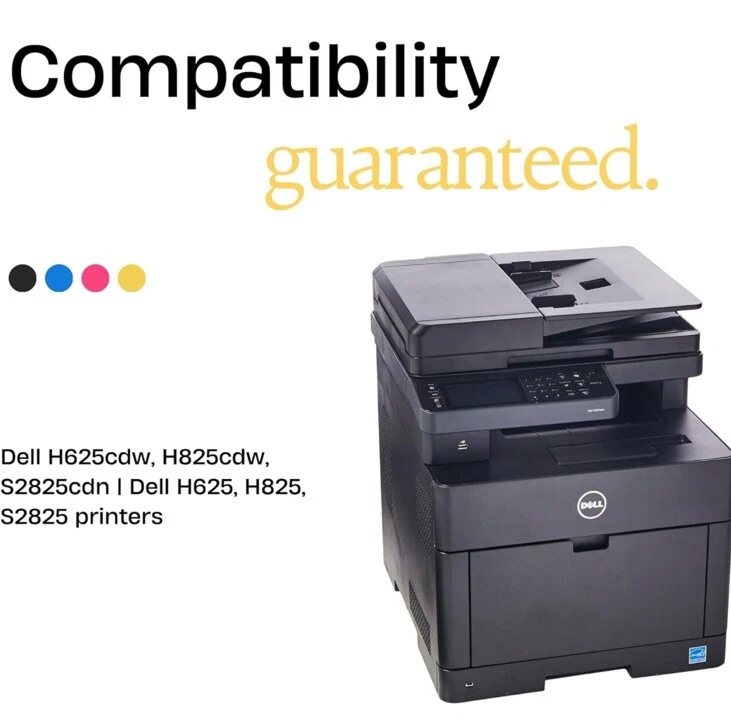 Cartuchos de tóner 4pk para Dell H625cdw H825cdw S2825cdn H625 H825 S2825 Foto 2 de 3