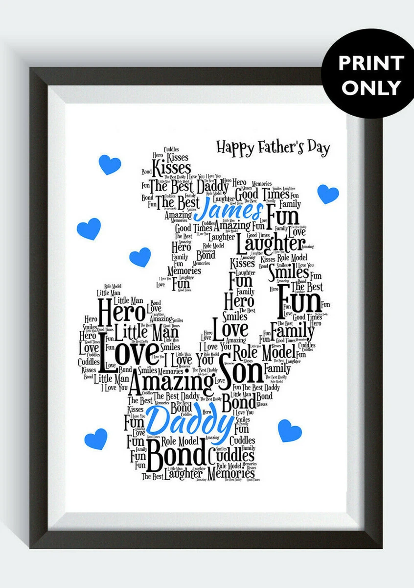 PERSONALISED Father's Day Gift DAD DADDY Baby Son Daughter Word Art Print