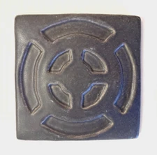 Pewabic Detroit Geometric, 6" x 6" tile, gray mattefinish, stamped 1996