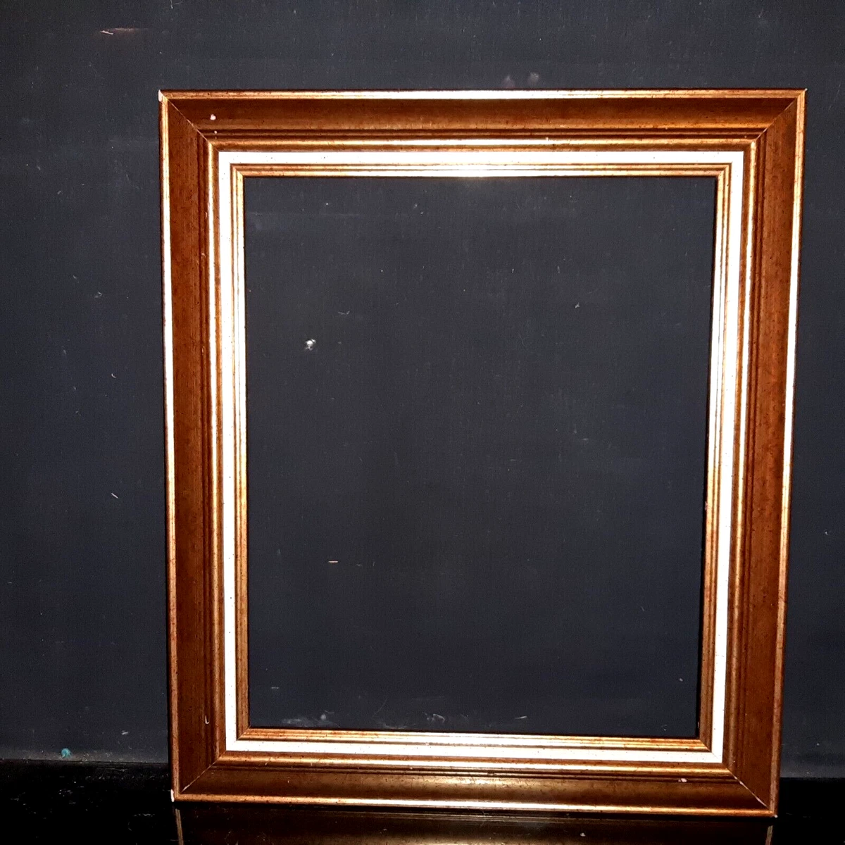 Cadre Tableau Ancien Caisse Américaine – Bois Noir Et Doré – 73x60 Cm – Vers 1980 – Occasion Rare