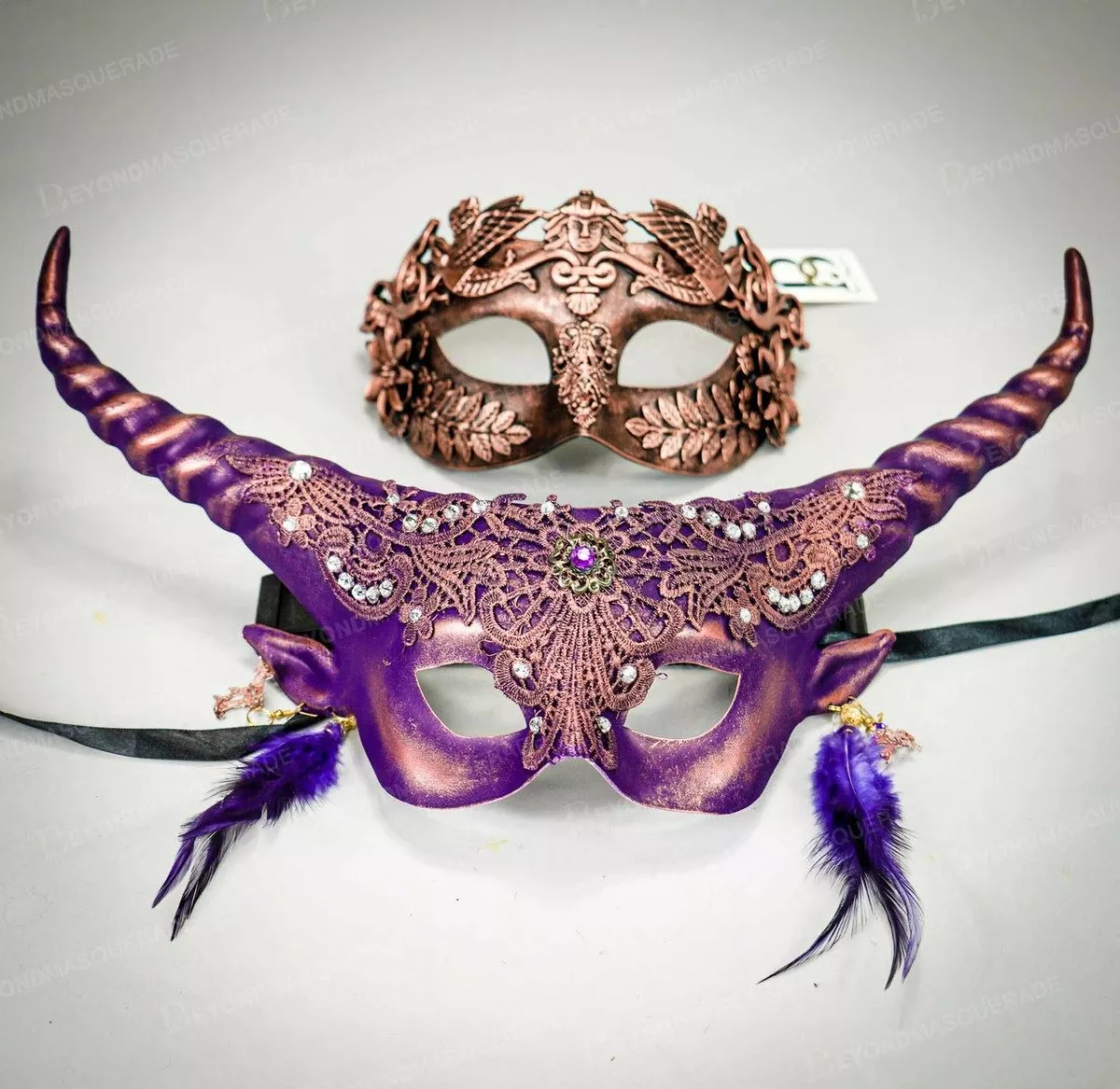 Purple and Black Couples Venetian Party Mask - Couples Masquerade Masks