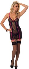 Beautiful Black/Fuchsia Infinate Desires Bustier Dress with Hose by Escante.