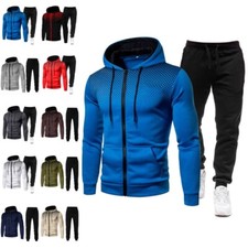 Mens 2Pcs Hooded Tracksuit Set Suit Sweatshirt Pants Bottoms Jogging Sport Set