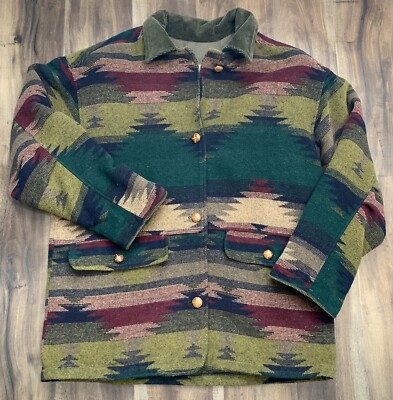 Innovations Aztec Native Tribal Coat Jacket Wool Sz XL