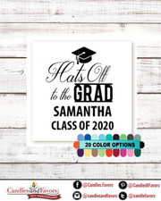 Hats of to the Grad 2022 Graduation Personalized Party Favor Square Stickers