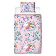Paw Patrol Single Duvet Cover Set Sleepover Children's Reversible Bedding Pink