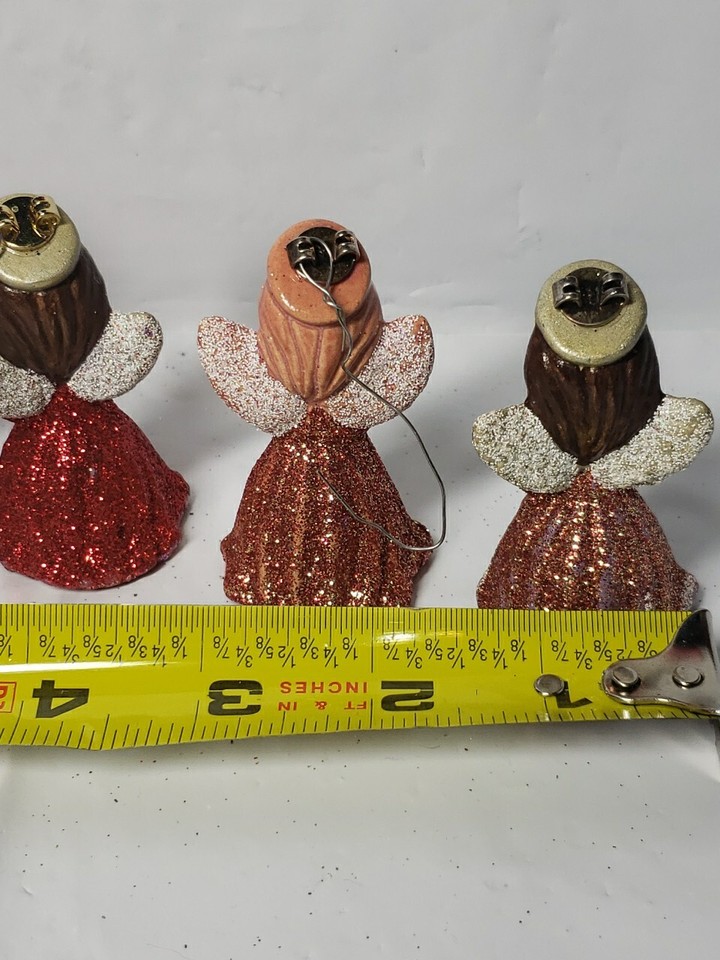 7 Ceramic Angel Ornaments Vintage Glitter Red/gold eBay