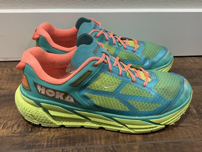 Hoka One One Clifton 1 Aqua/Neon/Coral Running Athletic  display picture 3