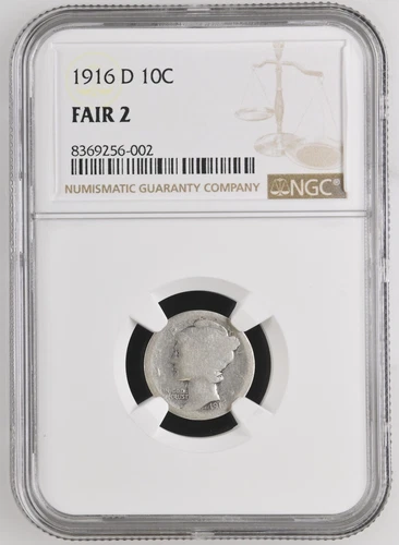 1916 D mercuy dime Fair 2 NGC certified