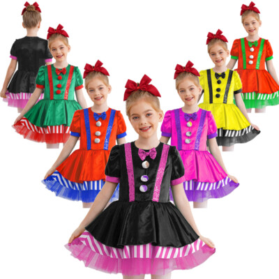 DE Mädchen Weihnachten gestreift Tutu Kleid Ballett Tanz Figur Eislaufen Outfits