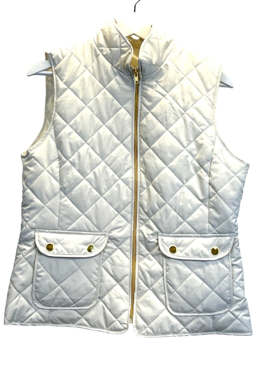 Johns Bay Vest Womens M White Quilted Vest Full-Zip Pockets