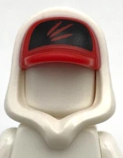 Lego New White Minifigure Headgear Hood Hoodie w/ Molded Red Cap Piece